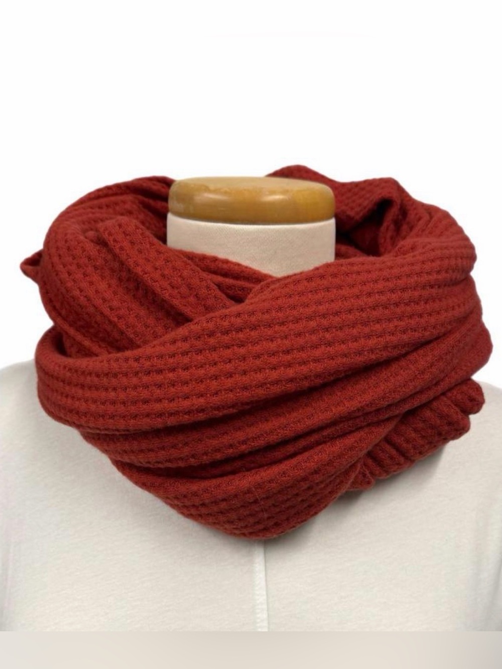 Beyond Yoga Red Waffle Knit Infinity Scarf